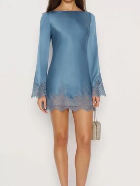 REFORMATION Blanche Mini Dress in Blue NEW NWT